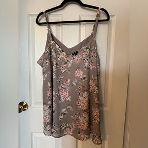 Gray and pink floral tank top